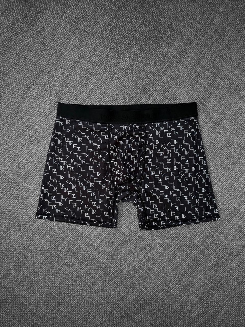 Karl Lagerfeld Paris Men’s Large Black Logo Print Boxer Briefs
